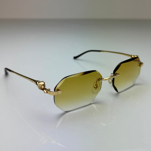 Cartier CT0281o 001, Senf Verlauf mit Schmuckfacette - Selbstabdunkelnd Grau Custom Panthere
