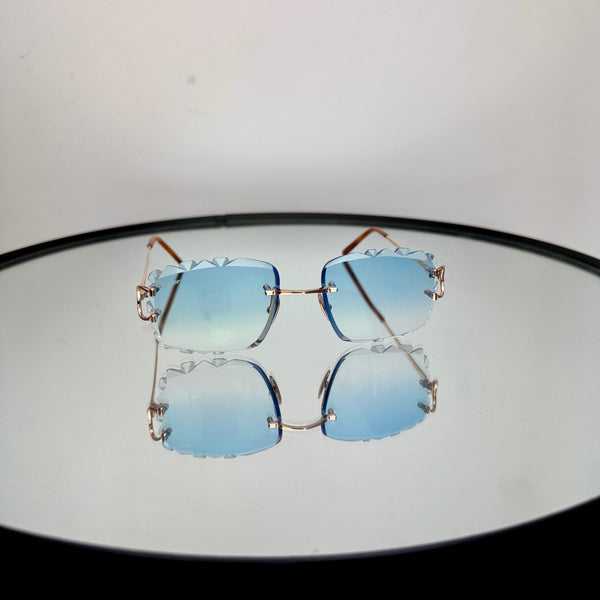 Cartier CT0092o Big C ROSÉ GOLD PLATED, SkyBlue Diamond Cut Custom