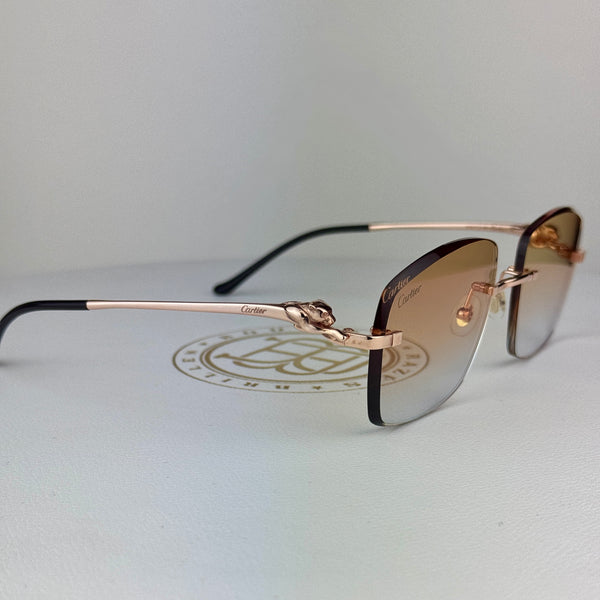 Cartier CT0281o Custom Rosé Panther , Orange Transition Grau ( Schmuckfacette )