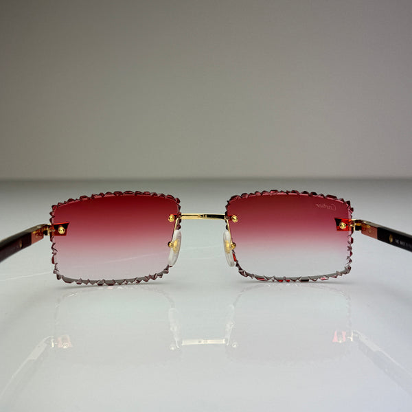 Cartier CT0411o 003 Custom Rot Selbstabdunkelnd mit Diamond Cut (Büffelhorn Weiß - White Buffs)