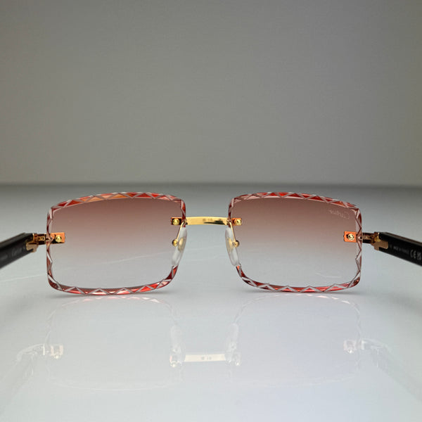 Cartier CT0423o 003 Custom Pfirsich Selbstabdunkelnd mit Diamond Cut (Büffelhorn Weiß - White Buffs)