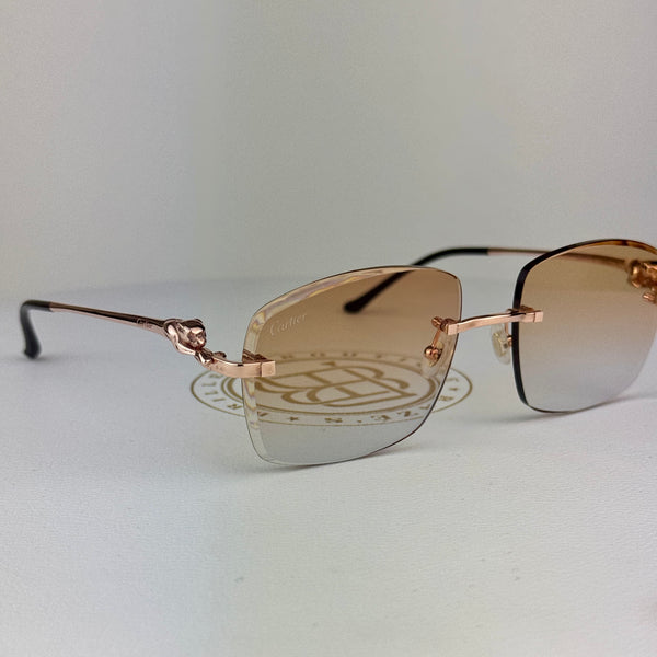 Cartier CT0281o Custom Rosé Panther , Orange Transition Grau ( Schmuckfacette )