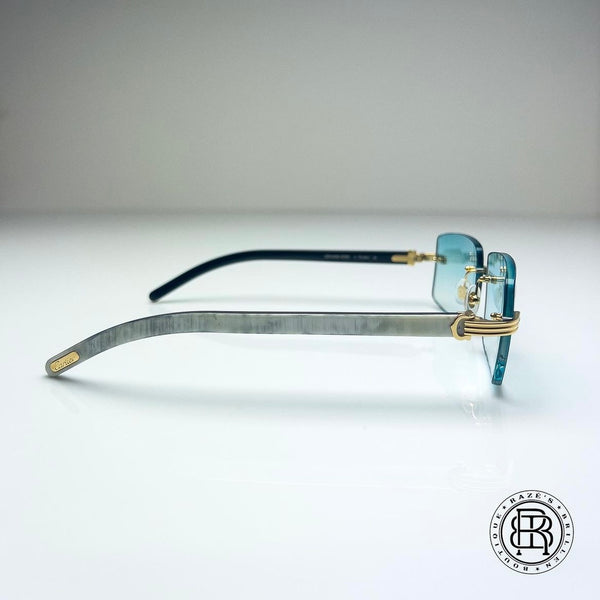 Cartier CT0286o 003, Türkis (Büffelhorn Weiß - White Buffs) Custom