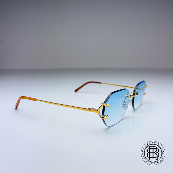 Cartier CT0092o 001 Custom Blau Verlauf selbst abdunkelnd auf Grau Uni (Big C Transitions)