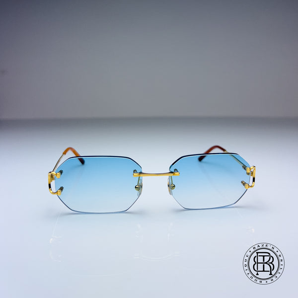Cartier CT0092o 001 Custom Blau Verlauf selbst abdunkelnd auf Grau Uni (Big C Transitions)