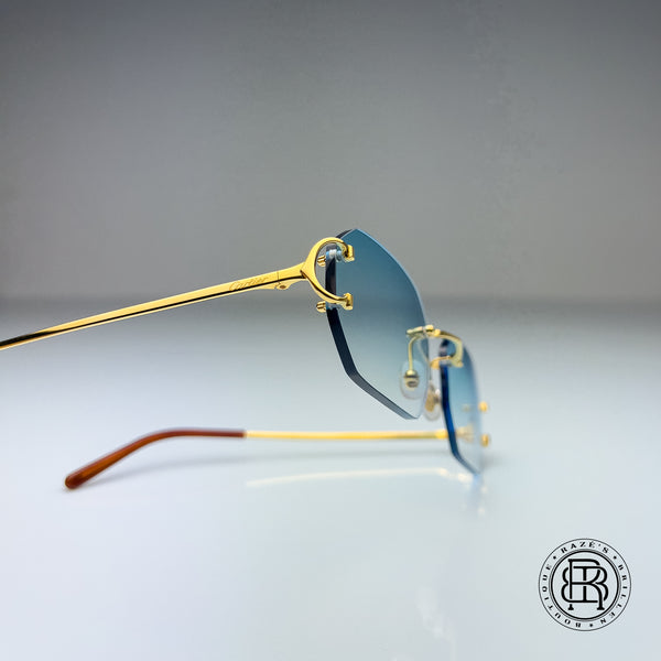 Cartier CT0092o 001 Custom Blau Verlauf selbst abdunkelnd auf Grau Uni (Big C Transitions)