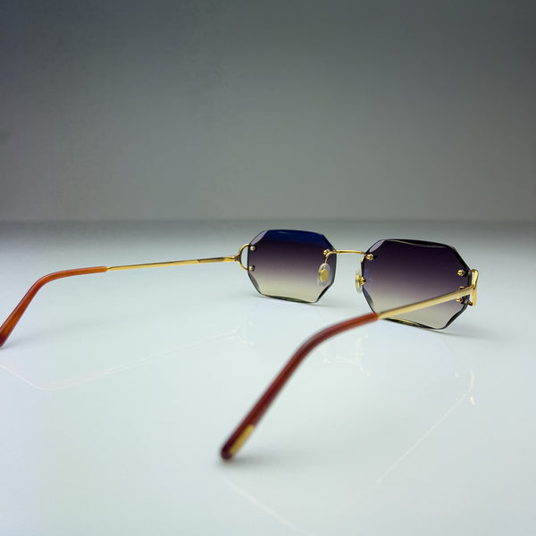 Cartier CT0092o 001 Custom Dunkel Lila , Blau Verspiegelt mit Schmuckfacette (Big C)