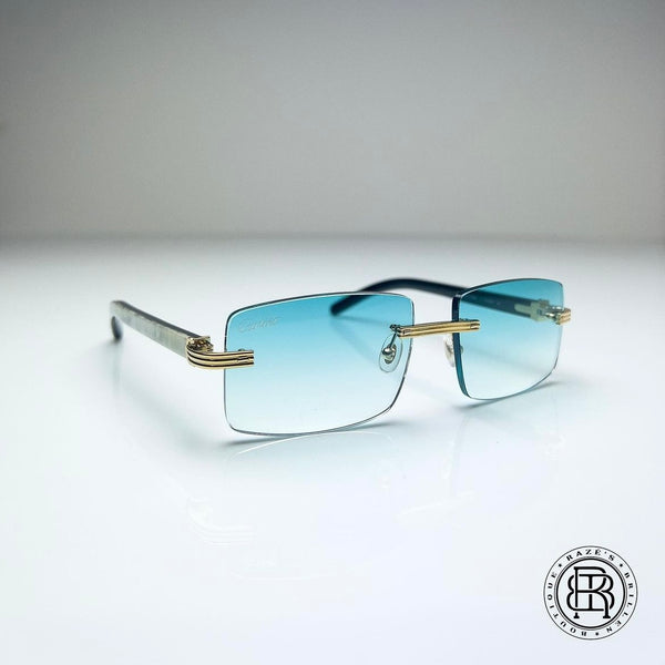 Cartier CT0286o 003, Türkis (Büffelhorn Weiß - White Buffs) Custom