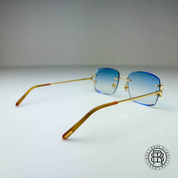 Cartier CT0092o 001 Custom mit Diamanten und Blau Verlauf Selbstabdunkelnd auf Grau (Big C)