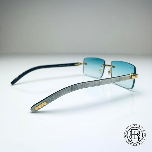Cartier CT0286o 003, Türkis (Büffelhorn Weiß - White Buffs) Custom