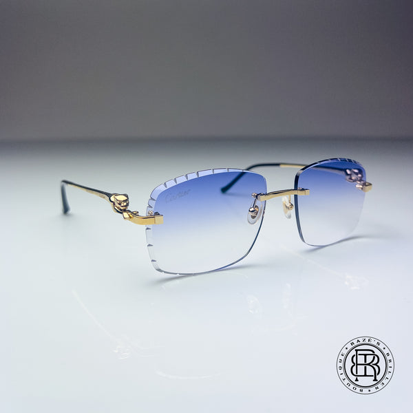 Cartier CT0281o 001, Purple Verlauf / Grau selbstabdunkelnd mit Diamond Cut Custom Panthere