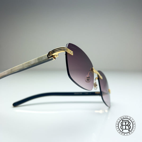 Cartier CT0286o 003,  Burgundy (Büffelhorn Weiß - White Buffs) Custom
