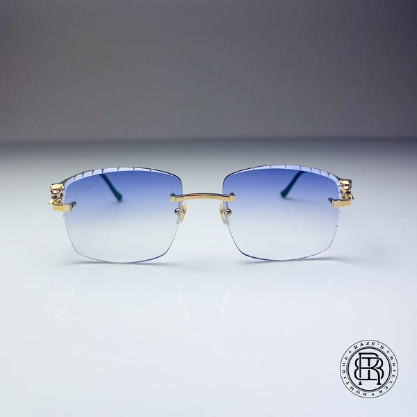 Cartier CT0281o 001, Purple Verlauf / Grau selbstabdunkelnd mit Diamond Cut Custom Panthere