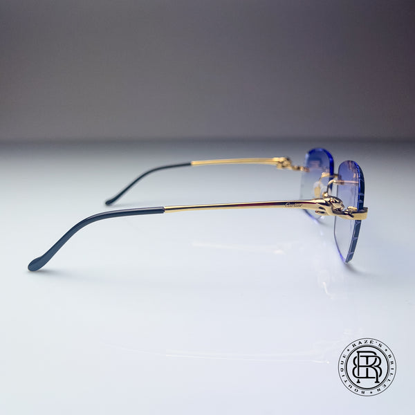 Cartier CT0281o 001, Purple Verlauf / Grau selbstabdunkelnd mit Diamond Cut Custom Panthere