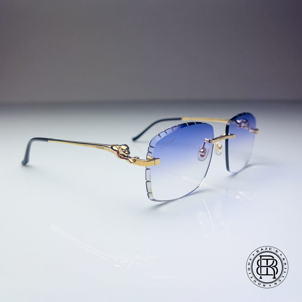 Cartier CT0281o 001, Purple Verlauf / Grau selbstabdunkelnd mit Diamond Cut Custom Panthere