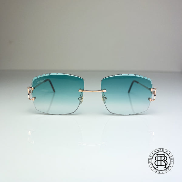 Cartier CT0092o Big C ROSÉ GOLD PLATED, Türkis, Diamond Cut Custom