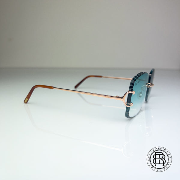 Cartier CT0092o Big C ROSÉ GOLD PLATED, Türkis, Diamond Cut Custom