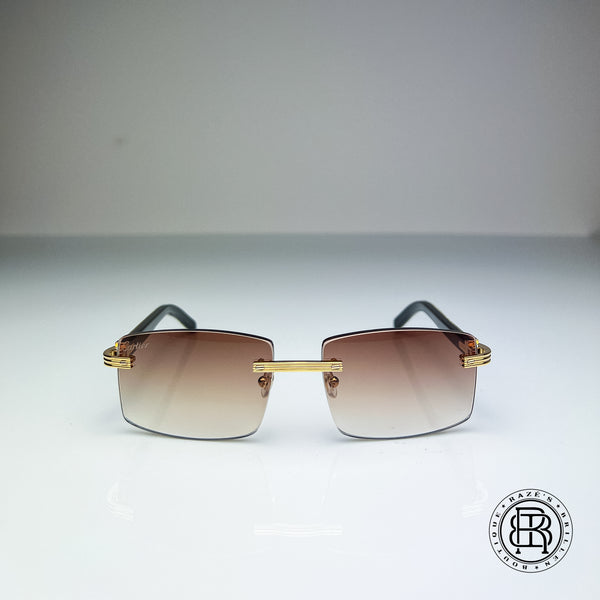 Cartier CT0286o 003, Braun (Büffelhorn Weiß - White Buffs) Custom