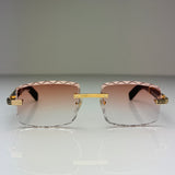 Cartier CT0423o 003 Custom Pfirsich Selbstabdunkelnd mit Diamond Cut (Büffelhorn Weiß - White Buffs)