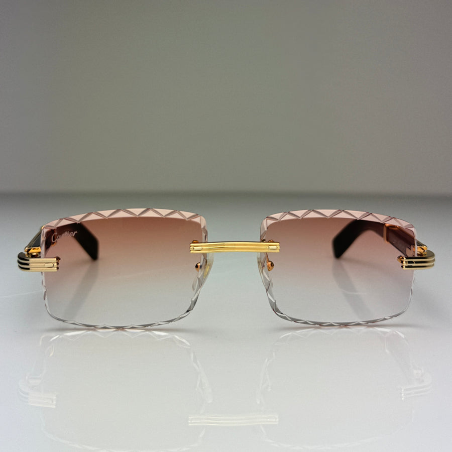 Cartier CT0423o 003 Custom Pfirsich Selbstabdunkelnd mit Diamond Cut (Büffelhorn Weiß - White Buffs)