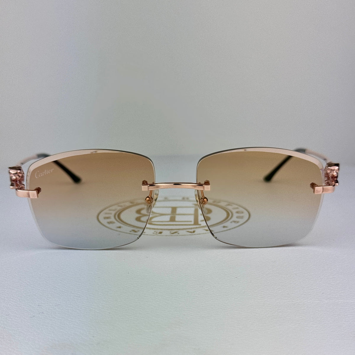 Cartier CT0281o Custom Rosé Panther , Orange Transition Grau ( Schmuckfacette )