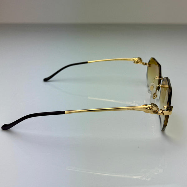 Cartier Panthère CT0281o Gold, Senf Verlauf mit Schmuckfacette - Selbstabdunkelnd Grau Custom