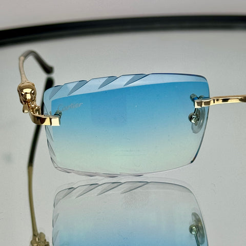 Cartier Panthère CT0281o Gold, SkyBlau Diamond Cut Custom