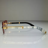 Cartier CT0423o 003 Custom Pfirsich Selbstabdunkelnd mit Diamond Cut (Büffelhorn Weiß - White Buffs)