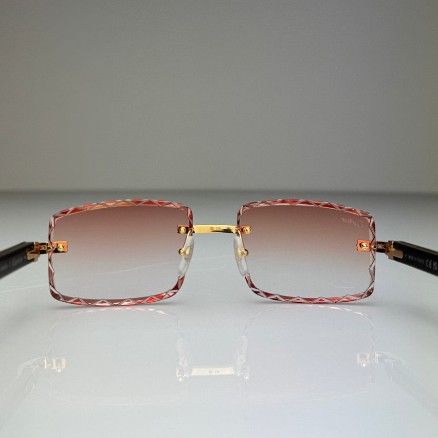 Cartier CT0423o 003 Custom Pfirsich Selbstabdunkelnd mit Diamond Cut (Büffelhorn Weiß - White Buffs)