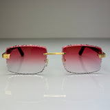 Cartier CT0411o 003 Custom Rot Selbstabdunkelnd mit Diamond Cut (Büffelhorn Weiß - White Buffs)