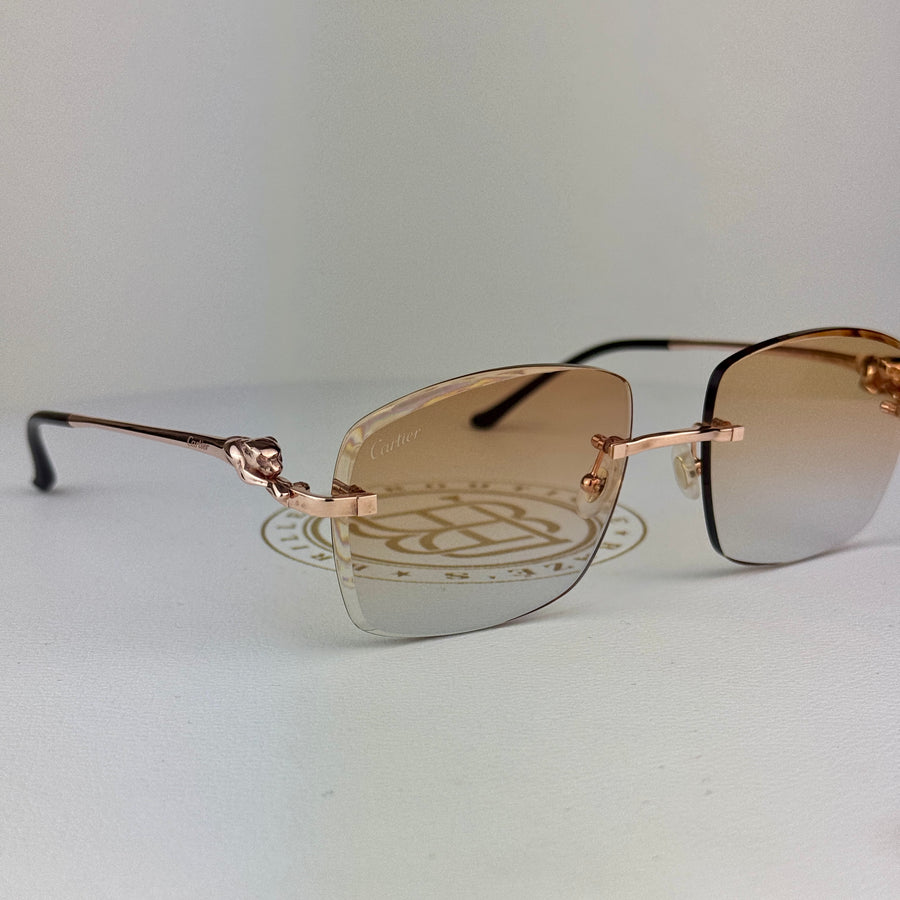 Cartier CT0281o Custom Rosé Panther , Orange Transition Grau ( Schmuckfacette )