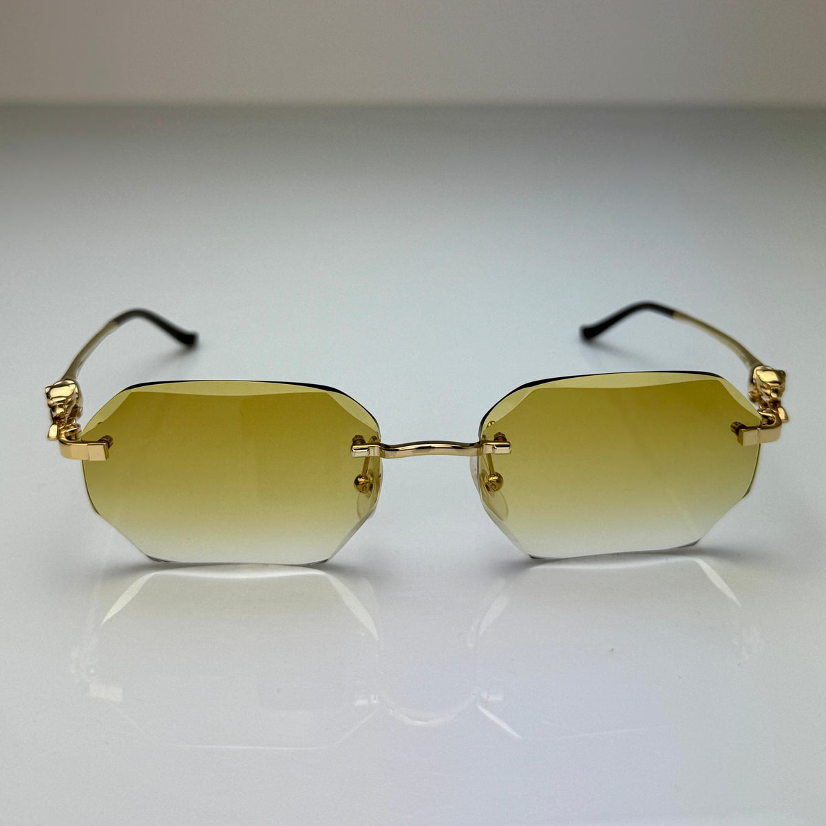 Cartier CT0281o 001, Senf Verlauf mit Schmuckfacette - Selbstabdunkelnd Grau Custom Panthere