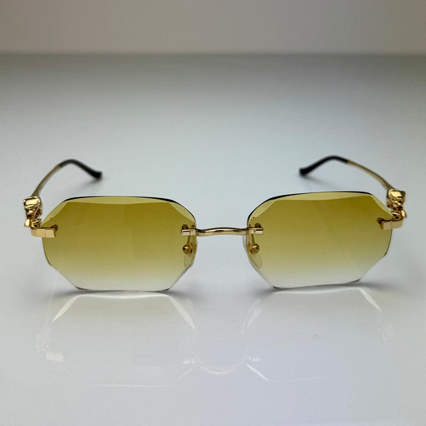 Cartier Panthère CT0281o Gold, Senf Verlauf mit Schmuckfacette - Selbstabdunkelnd Grau Custom