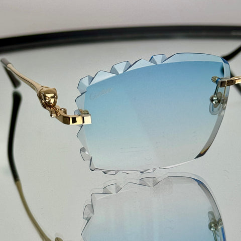 Cartier Panthère CT0281o Gold, SkyBlue Diamond Cut Custom