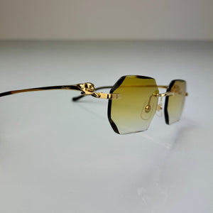 Cartier Panthère CT0281o Gold, Senf Verlauf mit Schmuckfacette - Selbstabdunkelnd Grau Custom