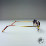 Cartier CT0092o 001 Custom Dunkel Lila , Blau Verspiegelt mit Schmuckfacette (Big C)