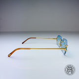 Cartier CT0092o 001 Custom Blau Verlauf selbst abdunkelnd auf Grau Uni (Big C Transitions)