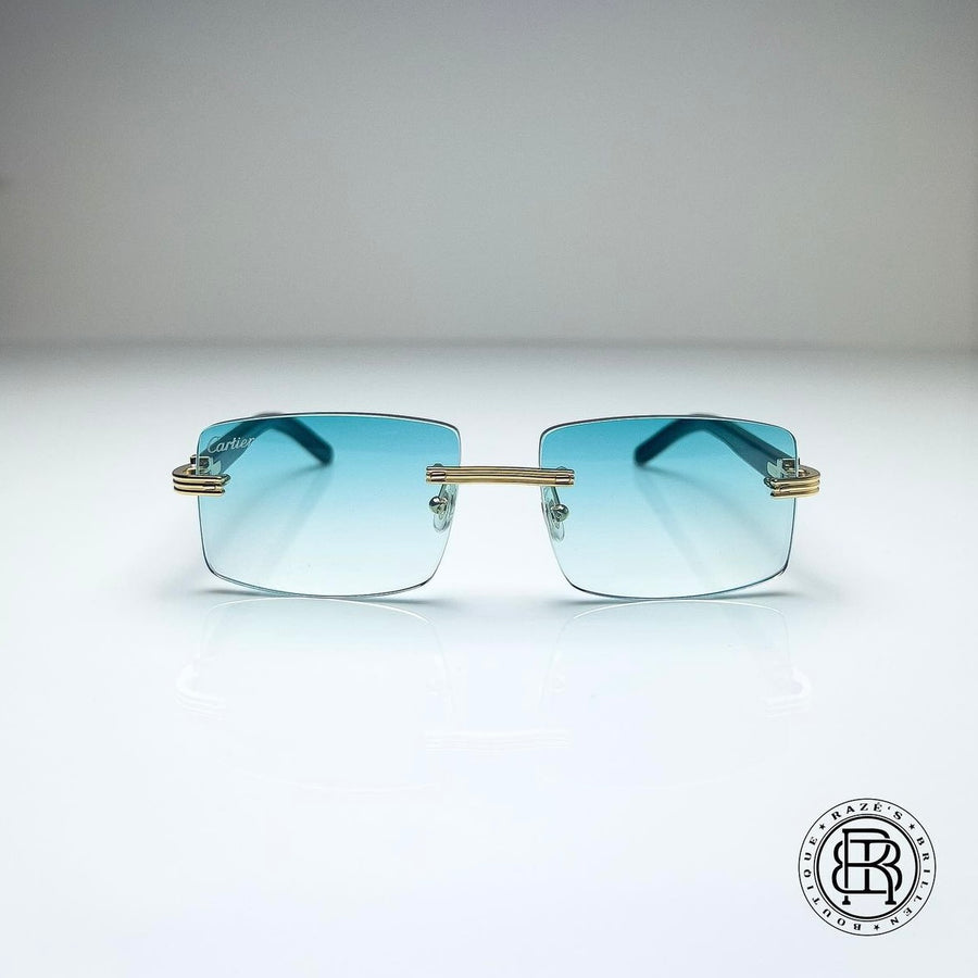 Cartier CT0286o 003, Türkis (Büffelhorn Weiß - White Buffs) Custom