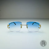 Cartier CT0092o 001 Custom mit Diamanten und Blau Verlauf Selbstabdunkelnd auf Grau (Big C)