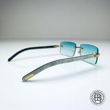 Cartier CT0286o 003, Türkis (Büffelhorn Weiß - White Buffs) Custom