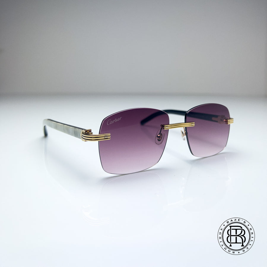 Cartier CT0286o 003,  Burgundy (Büffelhorn Weiß - White Buffs) Custom