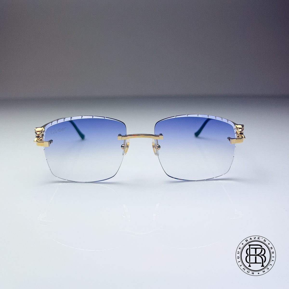 Cartier CT0281o 001, Purple Verlauf / Grau selbstabdunkelnd mit Diamond Cut Custom Panthere