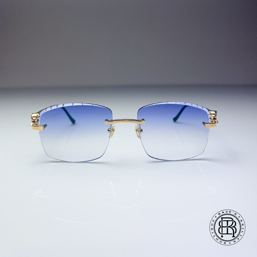 Cartier CT0281o 001, Purple Verlauf / Grau selbstabdunkelnd mit Diamond Cut Custom Panthere